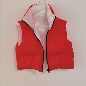 Reversible orange/white crop vest